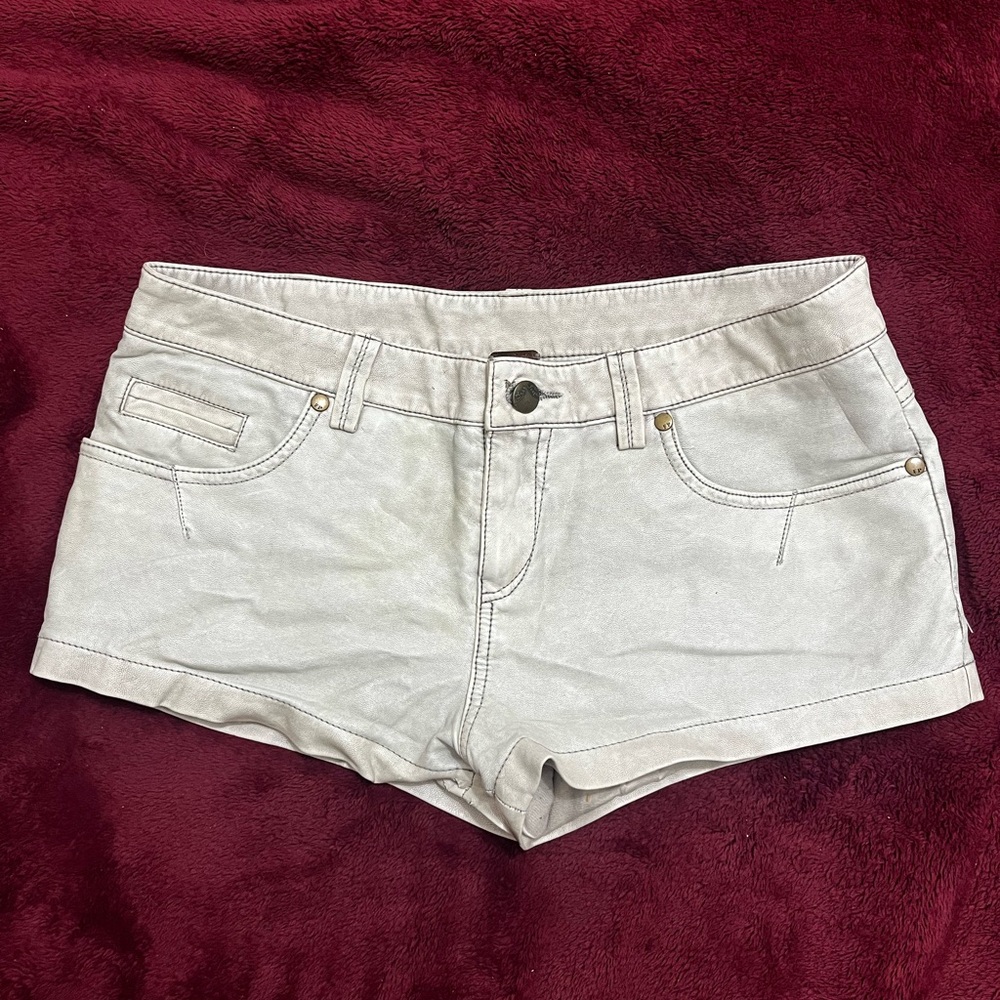Faux Leather Cream Shorts